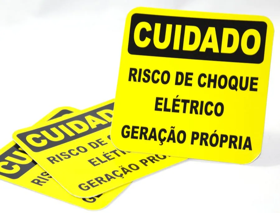 Placas de advertência quadradas 13×13 cm em chapa galvanizada